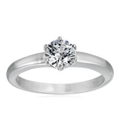 Amazon Collection Sterling Silver Solitaire Ring set with Round Infinite Elements Cubic Zirconia