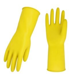 Vgo?? 10-Pairs Reusable Household Gloves. Rubber Dishwashing gloves. Extra Thickness. Long Sleeves. Kitchen Cleaning. Working. Painting. Gardening. Pet Care (Size M. Yellow. HH4601)