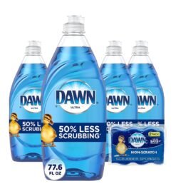 Dawn Ultra Dishwashing Liquid Dish Soap (4??19.4 Fl oz) + Non-Scratch Sponge (2 Count). Original Scent