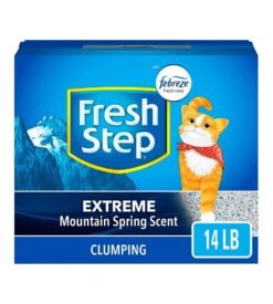 Fresh Step Clumping Cat Litter. Extreme Odor Control. Mountain Spring Scent With Febreze. 14 lbs